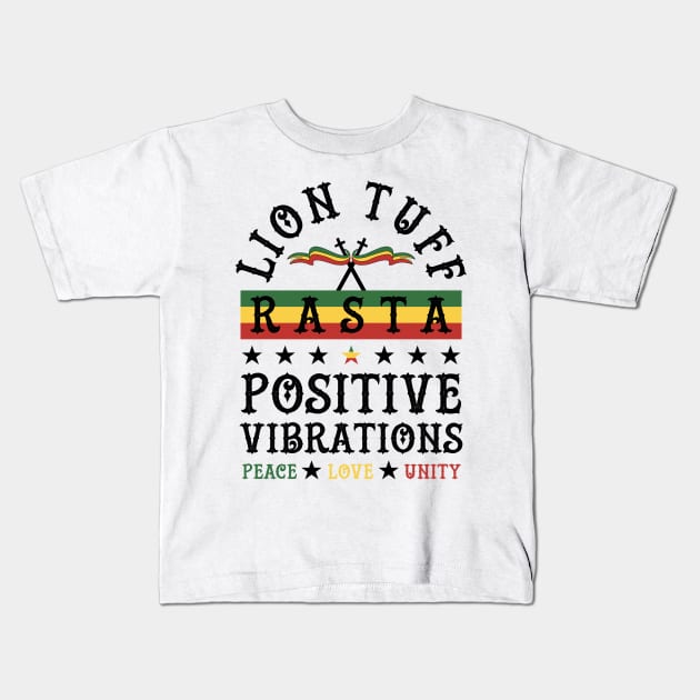 Lion Tuff Rasta Vibes Kids T-Shirt by LionTuff79